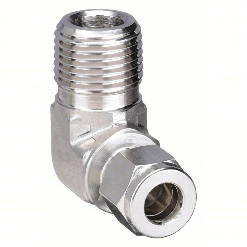 90 deg. Elbow, 1/2 in. Male tube x 3/8 in. Male NPT